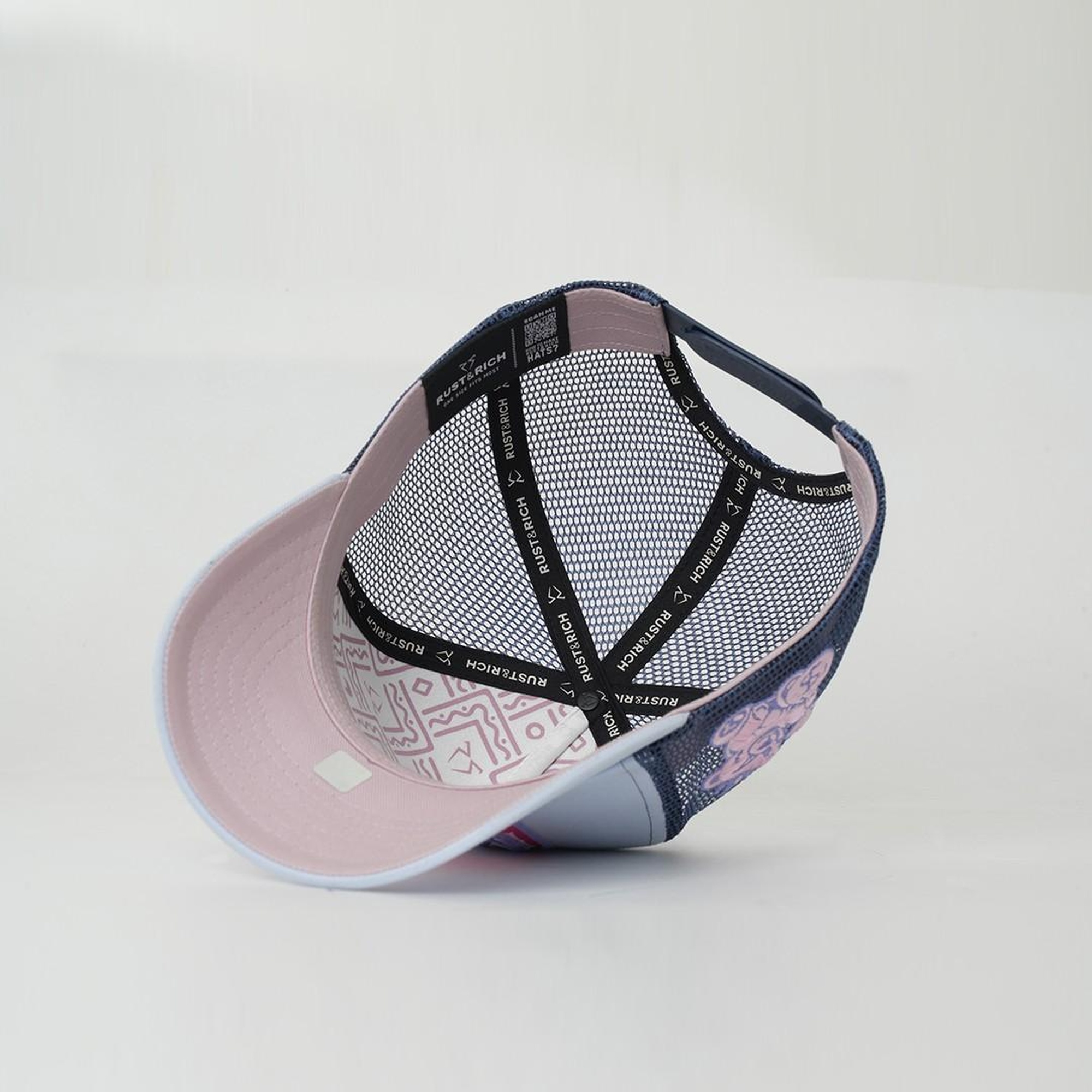 RustandRich Kadın Erkek Mavi Trucker Şapka-Motto Collection-Mom