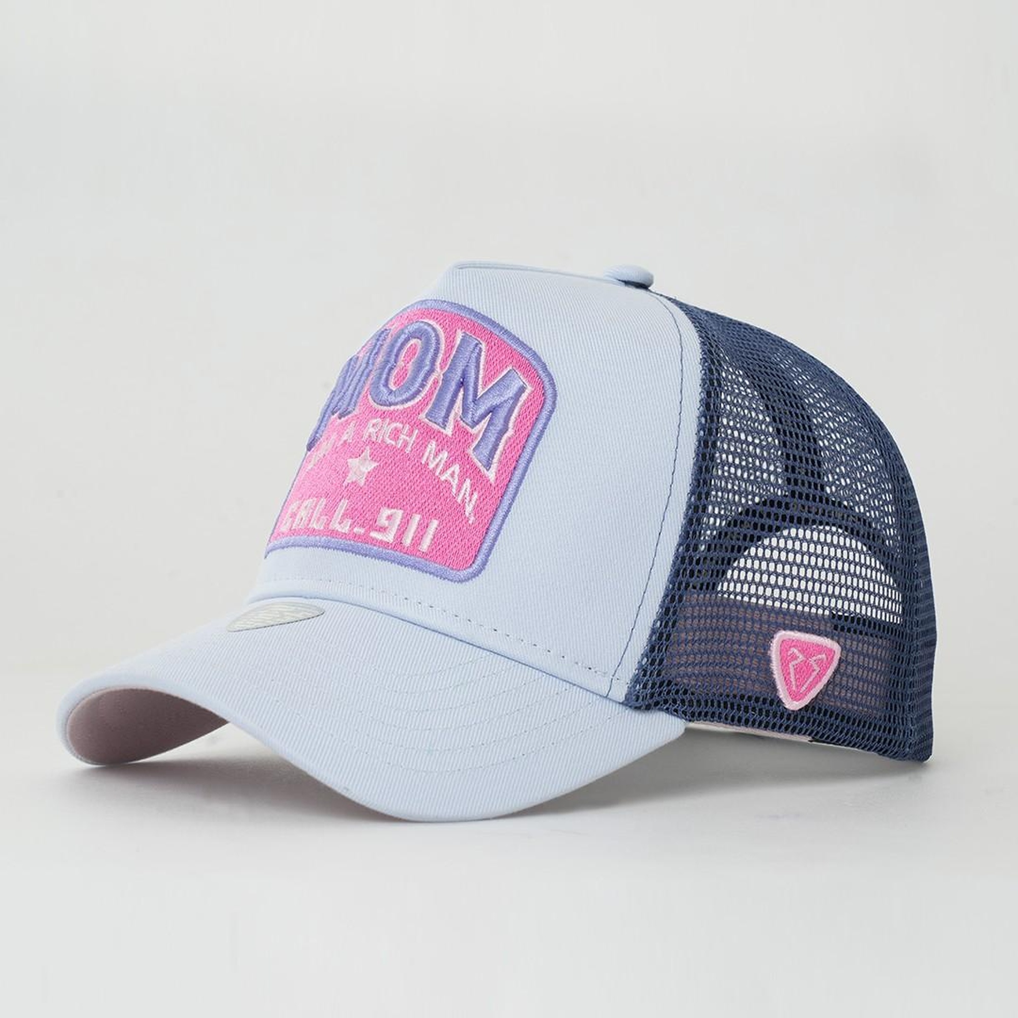 RustandRich Kadın Erkek Mavi Trucker Şapka-Motto Collection-Mom