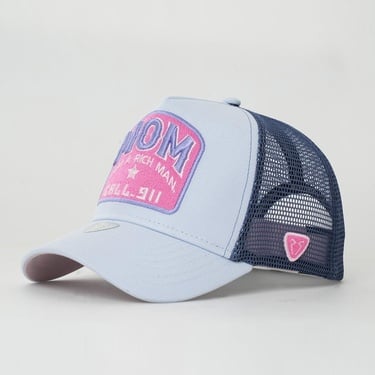  RustandRich Kadın Erkek Mavi Trucker Şapka-Motto Collection-Mom