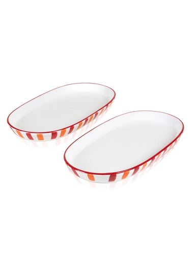  Joy Oval Servis 2li Set Kırmızı 17x30x4 cm