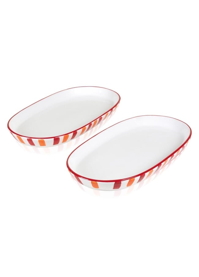  Joy Oval Servis 2li Set Kırmızı 17x30x4 cm