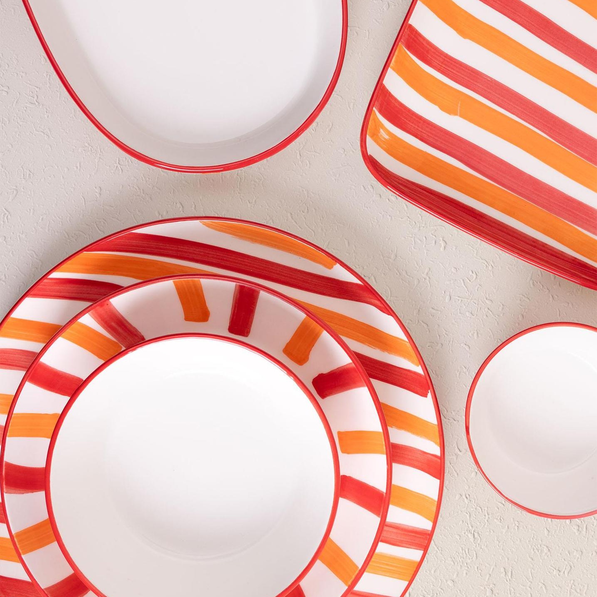 Joy Oval Servis 2li Set Kırmızı 17x30x4 cm