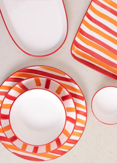  Joy Oval Servis 2li Set Kırmızı 17x30x4 cm