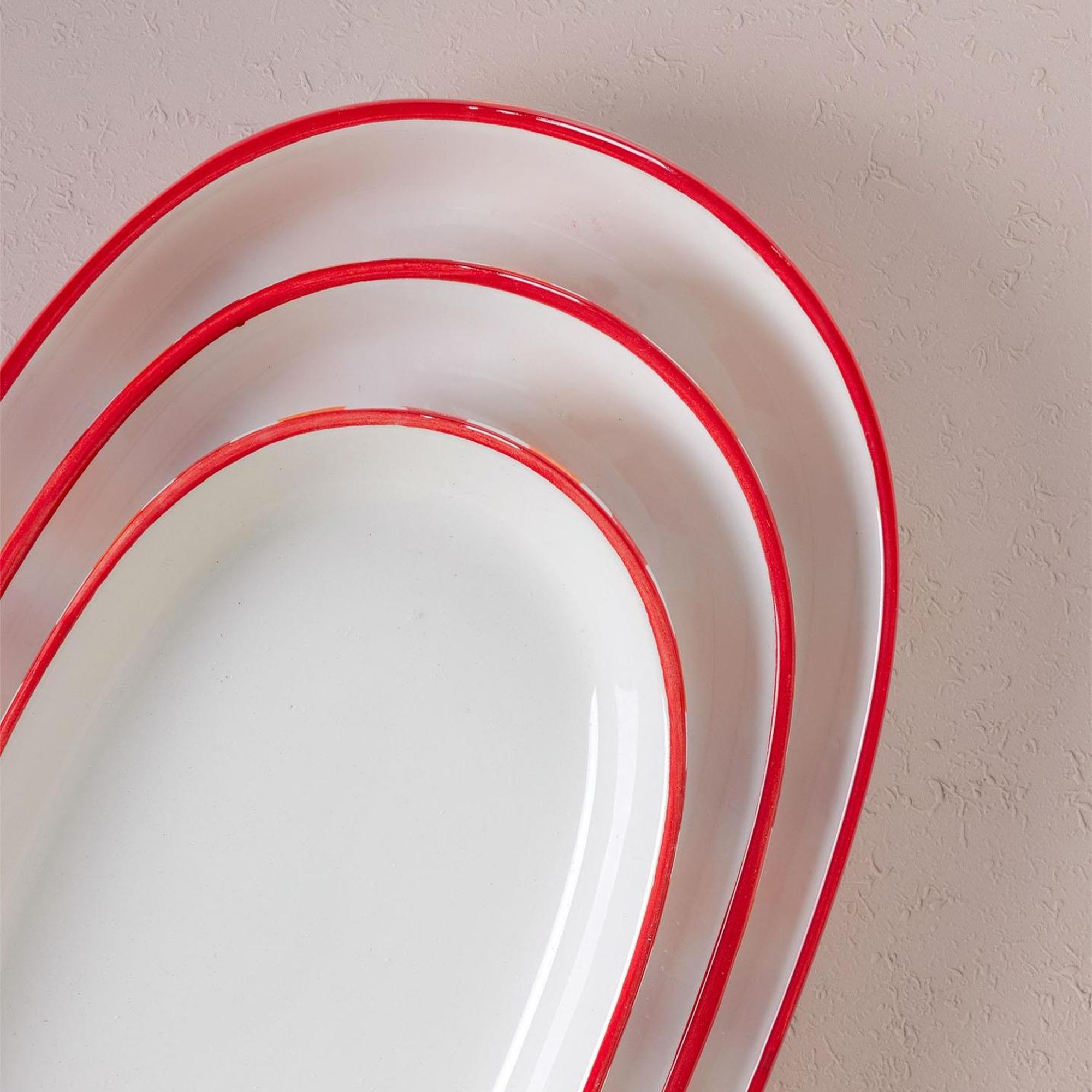 Joy Oval Servis 2li Set Kırmızı 17x30x4 cm