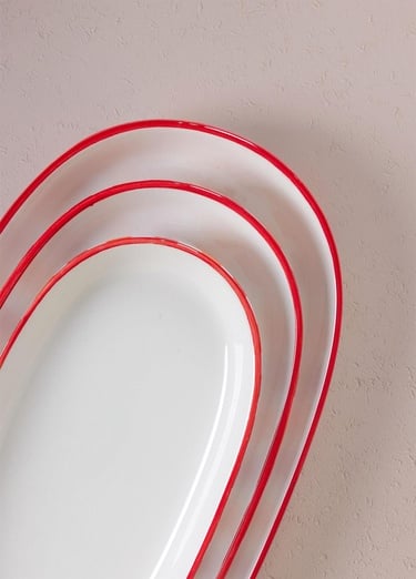  Joy Oval Servis 2li Set Kırmızı 17x30x4 cm