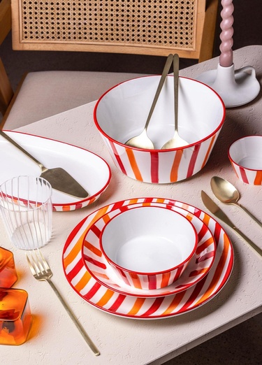  Joy Oval Servis 2li Set Kırmızı 17x30x4 cm