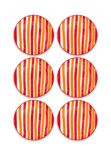  Joy Pasta Tabağı 6lı Set Kırmızı 19 cm