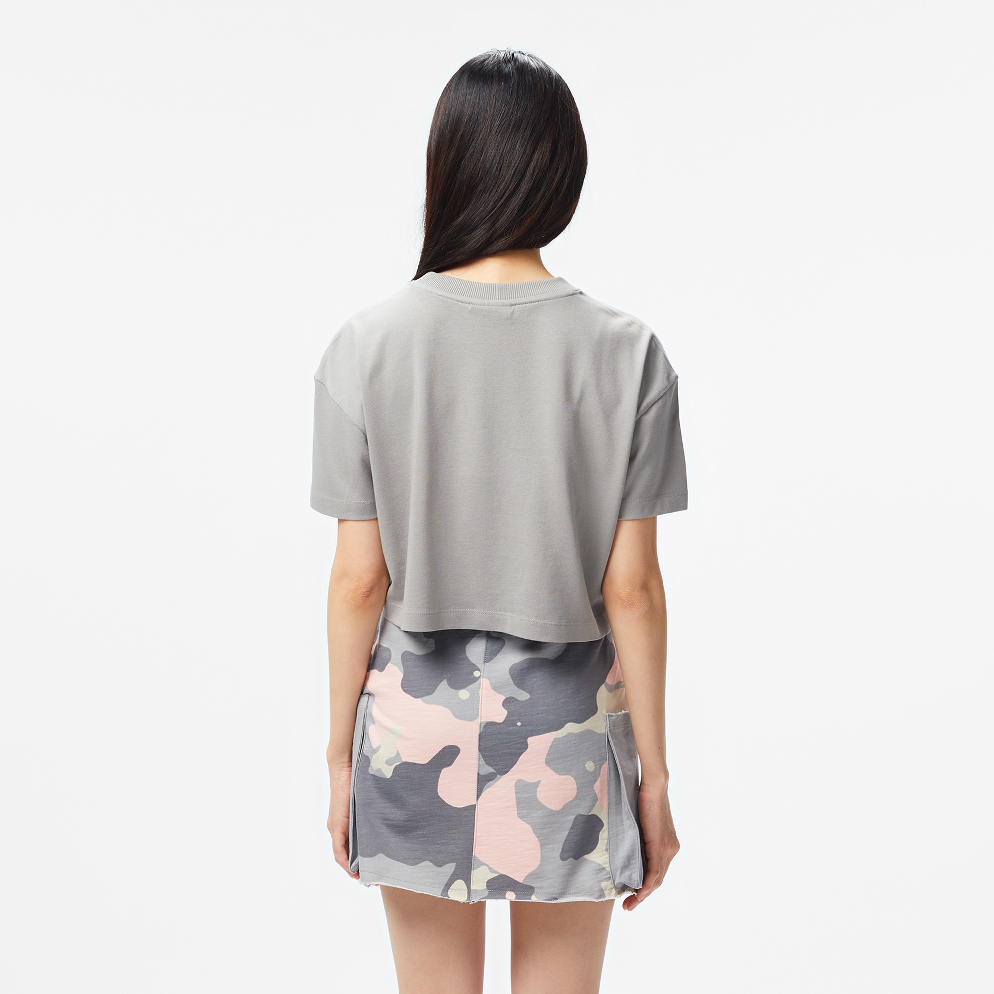 UNITED4 Classic Kadın Gri Crop T-Shirt