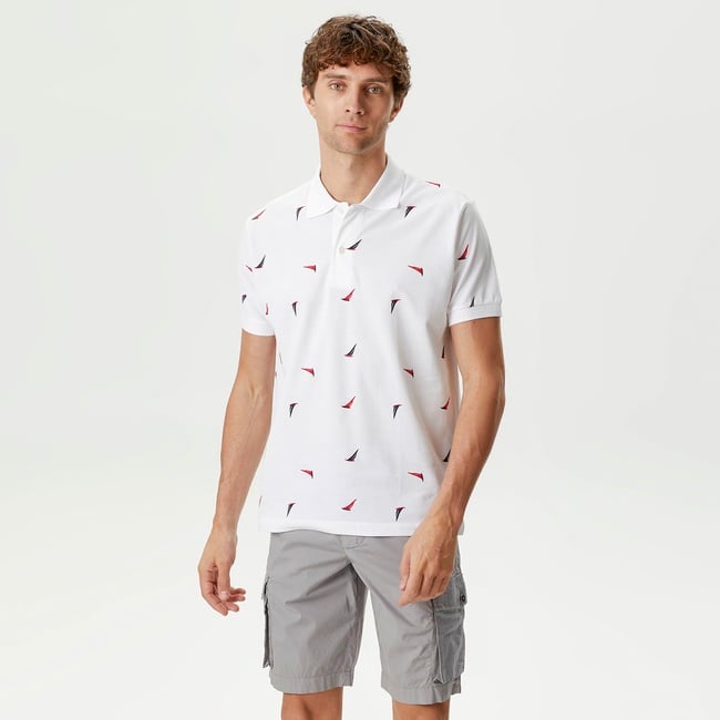  Nautica Erkek Beyaz Classic Fit Kısa Kollu Polo