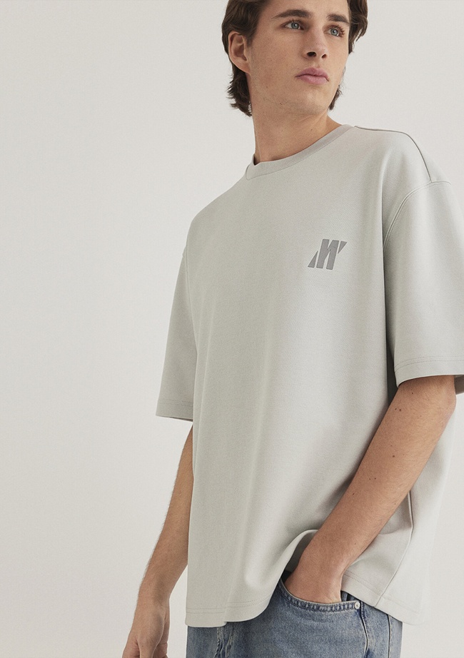  Mavi Baskılı Gri Tişört  0612743-70082