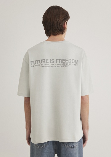  Mavi Baskılı Gri Tişört  0612743-70082