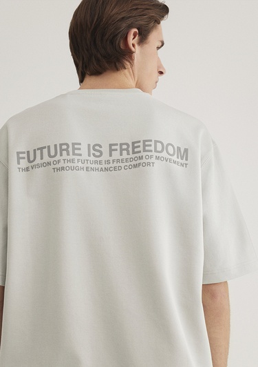  Mavi Baskılı Gri Tişört  0612743-70082