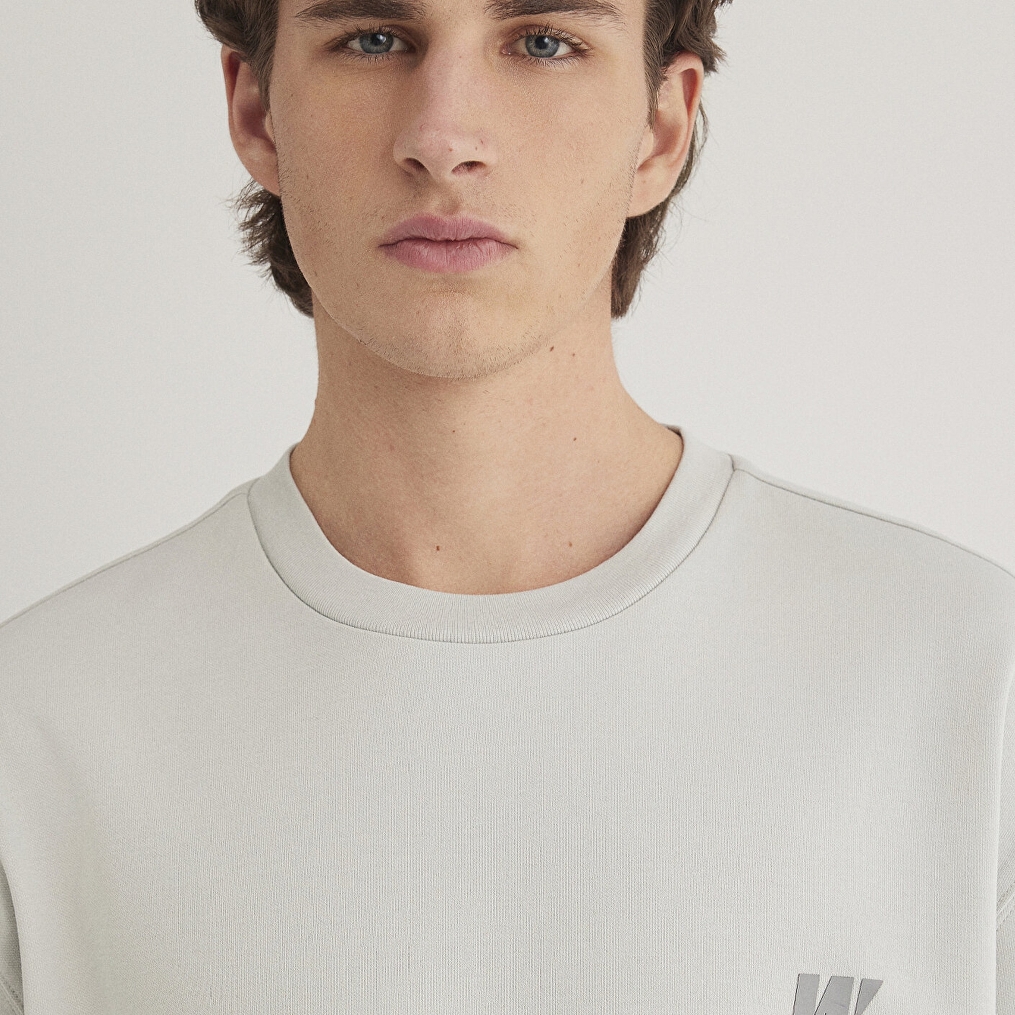 Mavi Baskılı Gri Tişört  0612743-70082