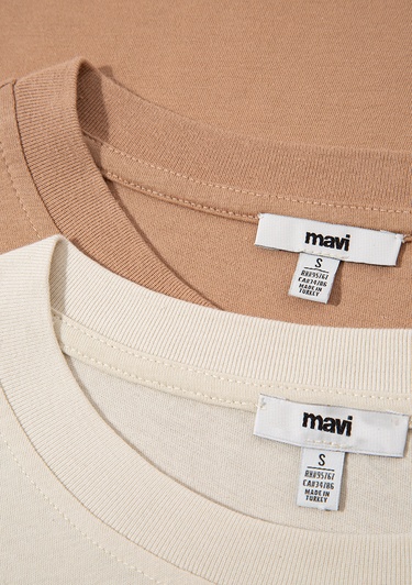  Mavi 2li Kadın Basic Tişört Regular Fit / Normal Kesim 1611366-70072