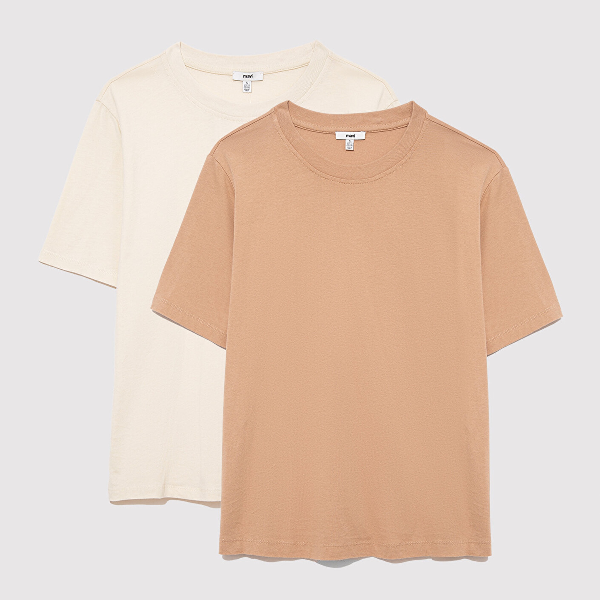 Mavi 2li Kadın Basic Tişört Regular Fit / Normal Kesim 1611366-70072