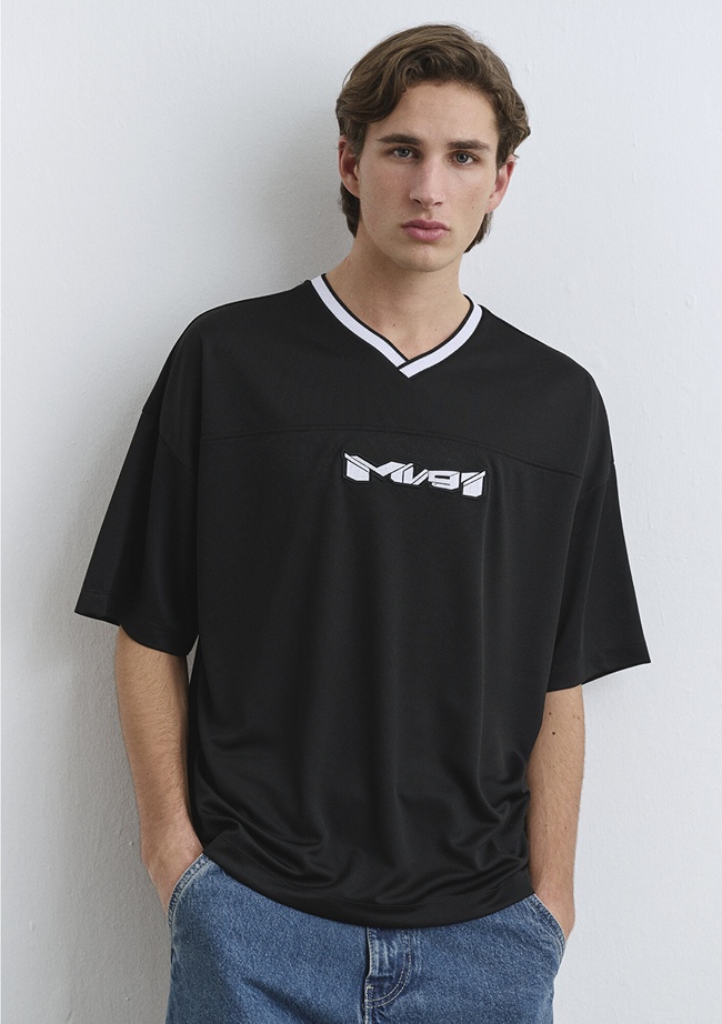  Mavi MV91 Nakış Siyah Forma Tişört Boxy Fit 0612577-900