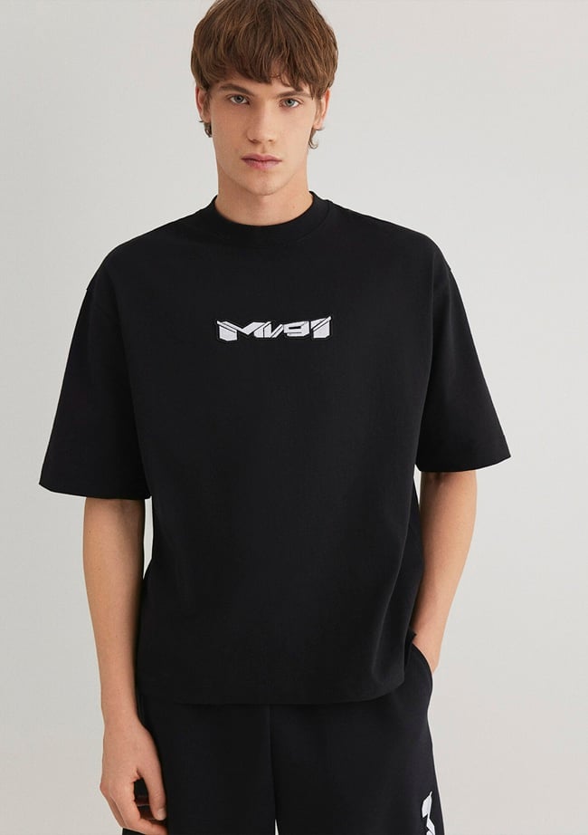  Mavi MV91 Nakış Detaylı Siyah Tişört Boxy Fit 0612576-900