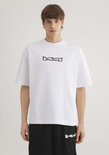  Mavi MV91 Nakış Detaylı Beyaz Tişört Boxy Fit 0612576-620