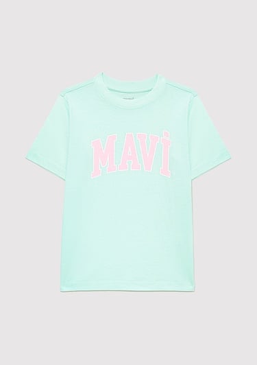  Mavi Mavi Logo Baskılı Yeşil Tişört Regular Fit / Normal Kesim 7610109-71643