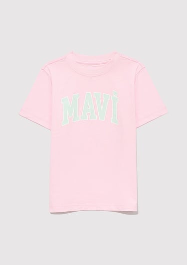  Mavi Mavi Logo Baskılı Pembe Tişört Regular Fit / Normal Kesim 7610109-86953