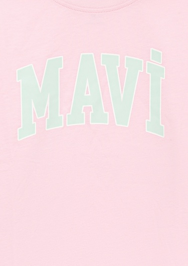  Mavi Mavi Logo Baskılı Pembe Tişört Regular Fit / Normal Kesim 7610109-86953