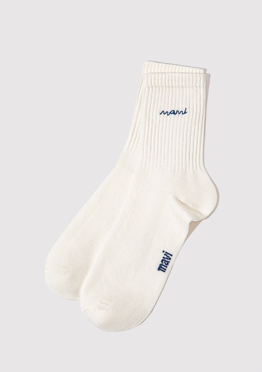  Mavi Mavi Logo İşlemeli Beyaz Soket Çorap 1913235-620