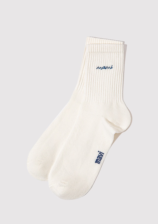  Mavi Mavi Logo İşlemeli Beyaz Soket Çorap 1913235-620