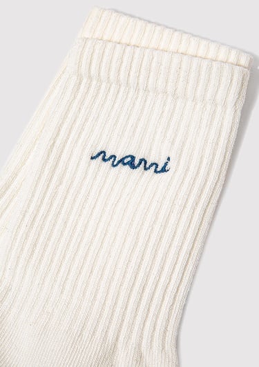  Mavi Mavi Logo İşlemeli Beyaz Soket Çorap 1913235-620