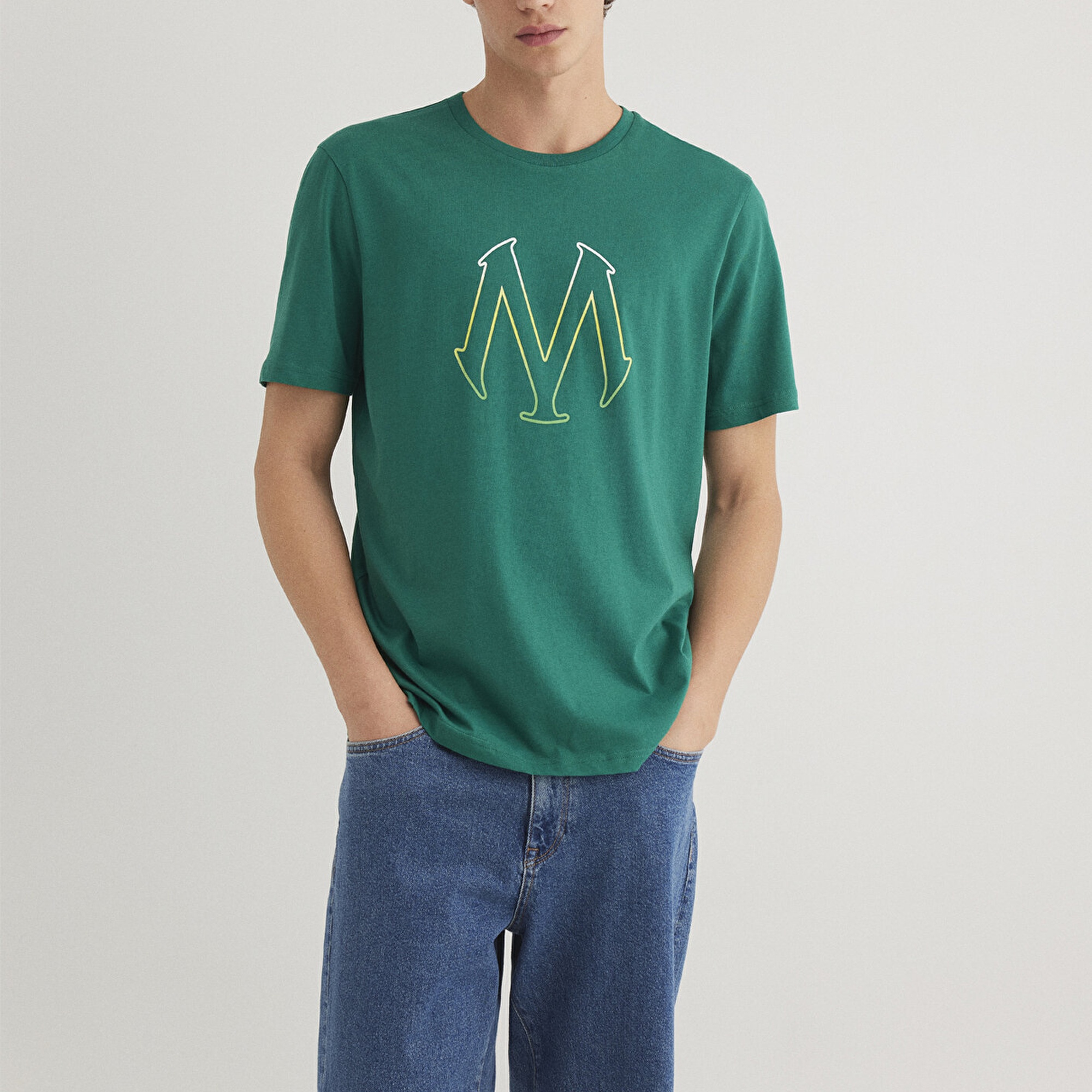 Mavi Mavi Logo Baskılı Yeşil Tişört Regular Fit / Normal Kesim 0610635-71916