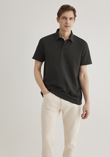  Mavi Siyah Polo Tişört Regular Fit / Normal Kesim 0612556-70092
