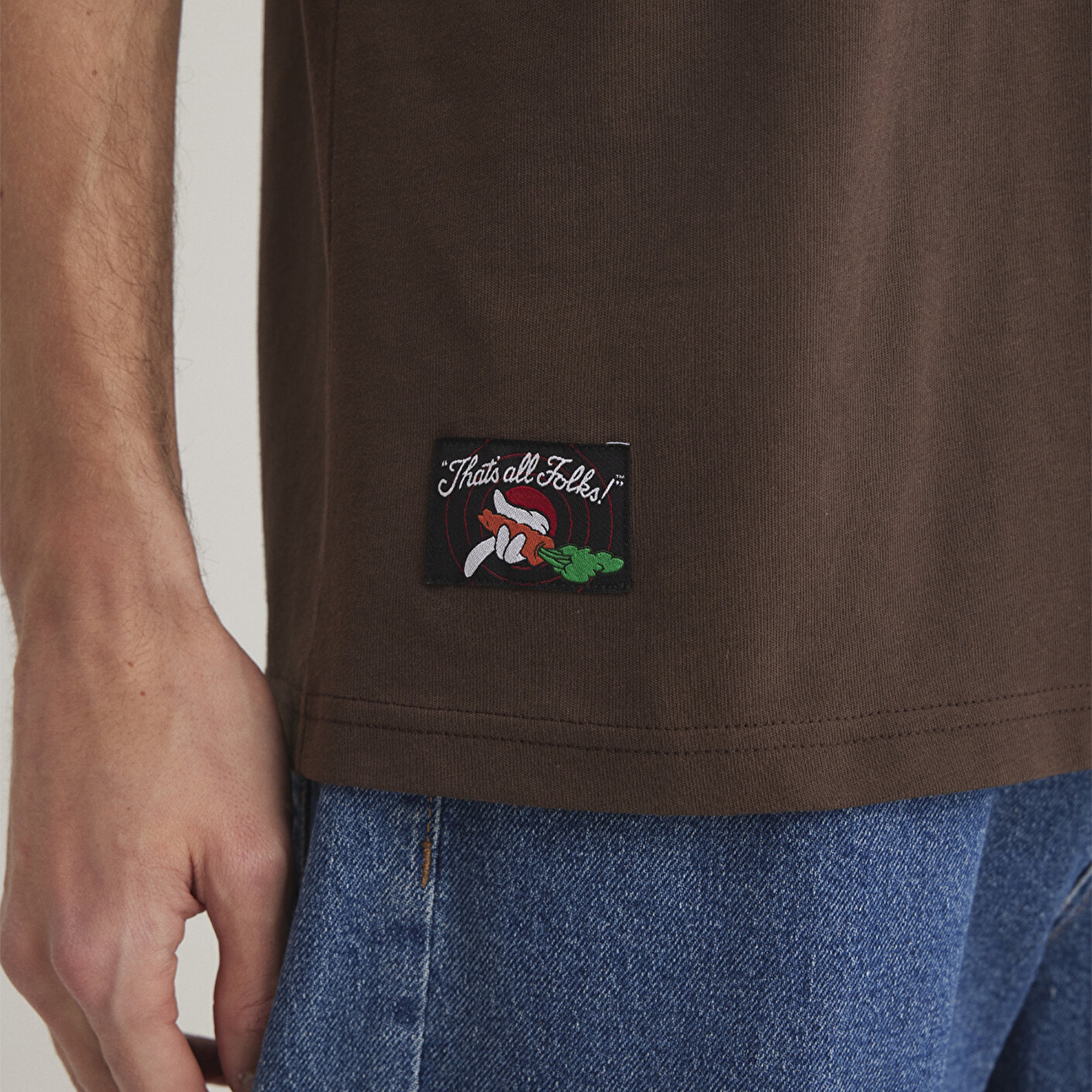 Mavi Bugs Bunny Baskılı Kahverengi Tişört Loose Fit / Bol Rahat Kesim 0612565-88067