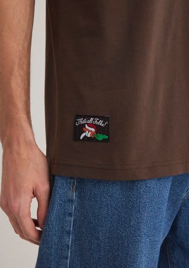  Mavi Bugs Bunny Baskılı Kahverengi Tişört Loose Fit / Bol Rahat Kesim 0612565-88067