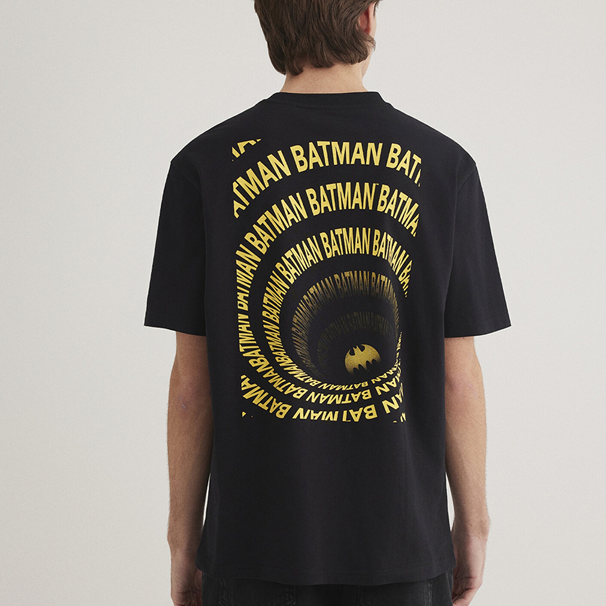 Mavi Batman Baskılı Siyah Tişört Loose Fit / Bol Rahat Kesim 0612567-900