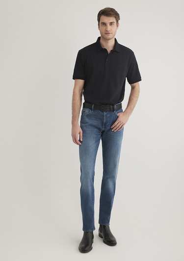  Mavi Siyah Polo Tişört Regular Fit / Normal Kesim 0612520-900