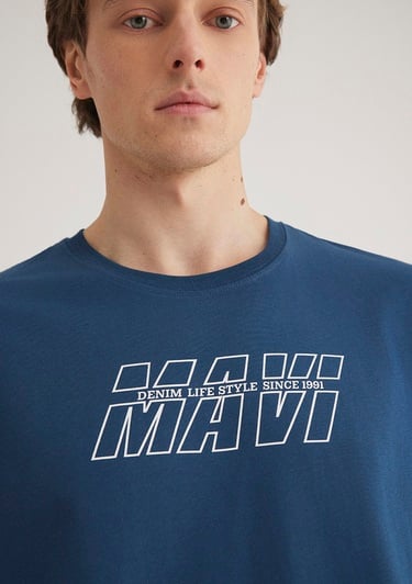  Mavi Mavi Baskılı Lacivert Tişört Oversize / Geniş Kesim 0611827-89287