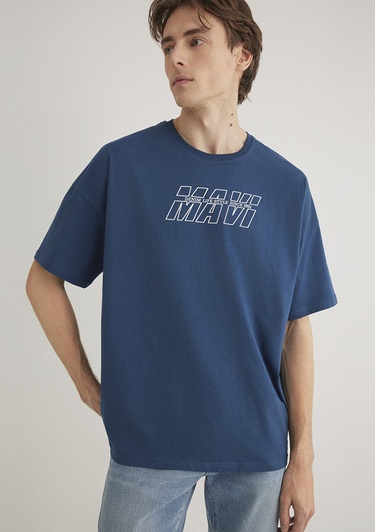  Mavi Mavi Baskılı Lacivert Tişört Oversize / Geniş Kesim 0611827-89287