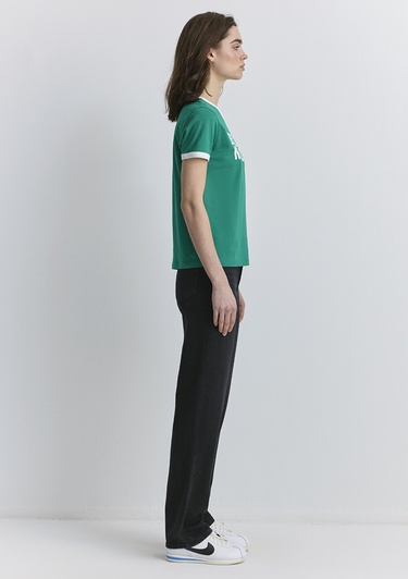  Mavi New York Baskılı Beyaz Biyeli Yeşil Tişört Slim Fit / Dar Kesim 1613061-71879