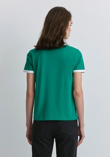  Mavi New York Baskılı Beyaz Biyeli Yeşil Tişört Slim Fit / Dar Kesim 1613061-71879