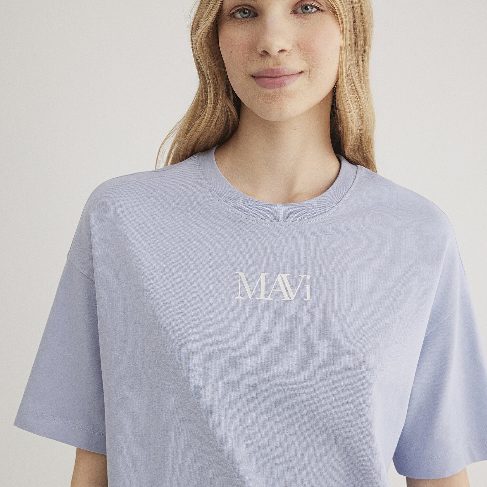 Mavi Mavi Logo Baskılı Lila Tişört Oversize / Geniş Kesim 1611593-85385