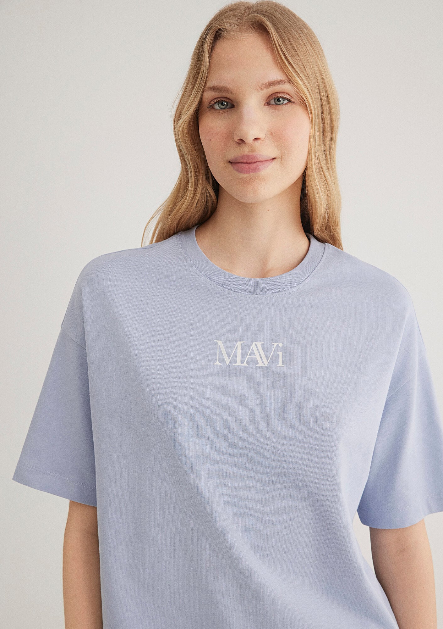  Mavi Mavi Logo Baskılı Lila Tişört Oversize / Geniş Kesim 1611593-85385