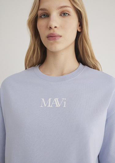  Mavi Mavi Logo Baskılı Lila Tişört Oversize / Geniş Kesim 1611593-85385