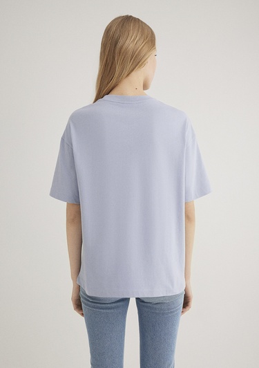  Mavi Mavi Logo Baskılı Lila Tişört Oversize / Geniş Kesim 1611593-85385