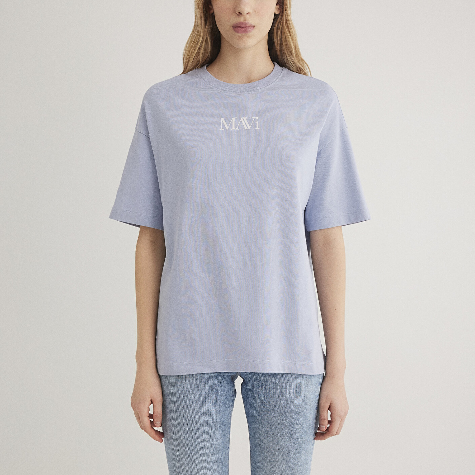 Mavi Mavi Logo Baskılı Lila Tişört Oversize / Geniş Kesim 1611593-85385