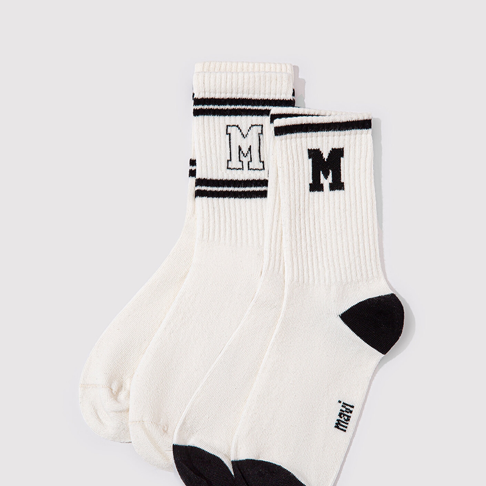 Mavi 2li Mavi Logo Detaylı Ekru Soket Çorap 1913258-620