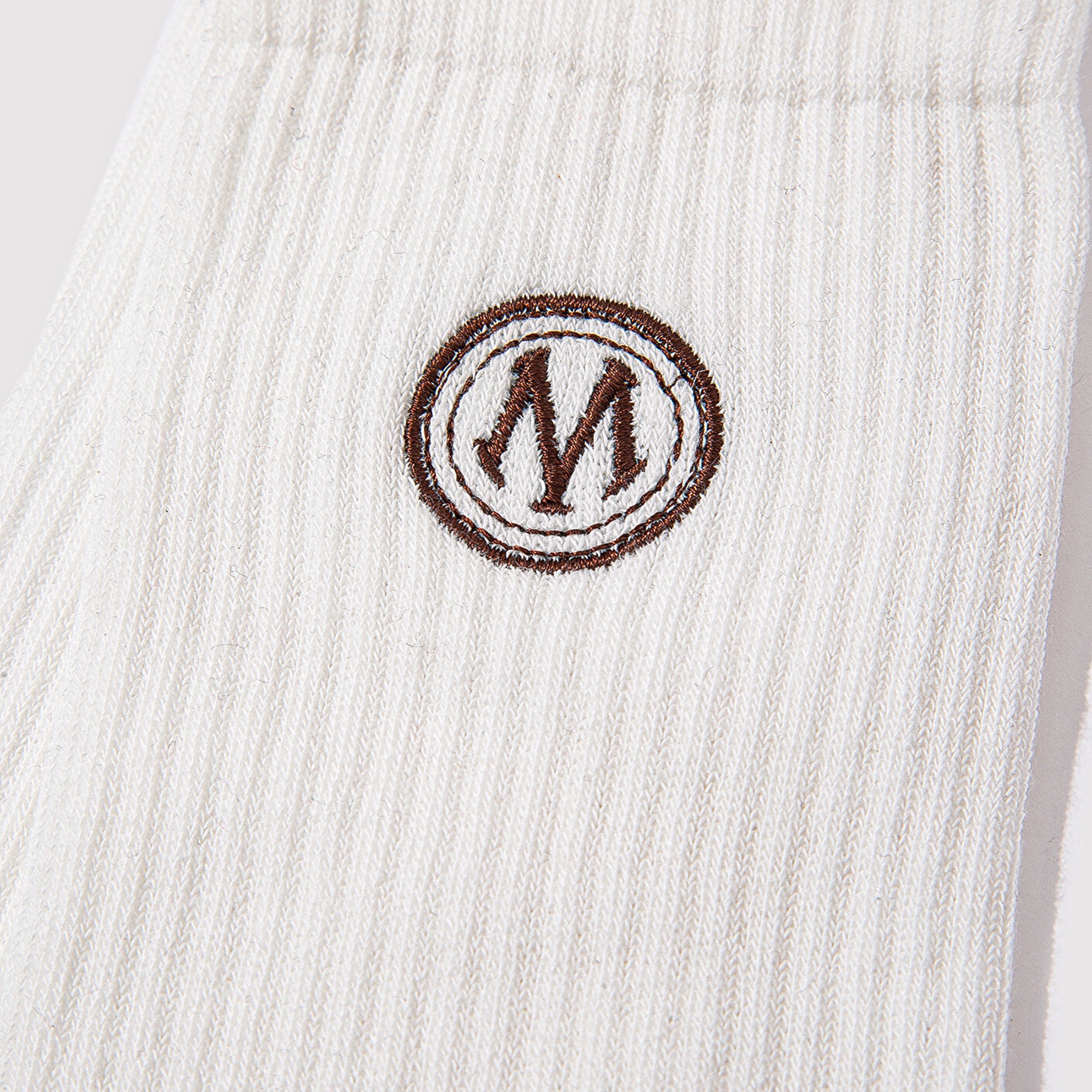 Mavi Mühür Logo Baskılı Ekru Soket Çorap 0911756-30701