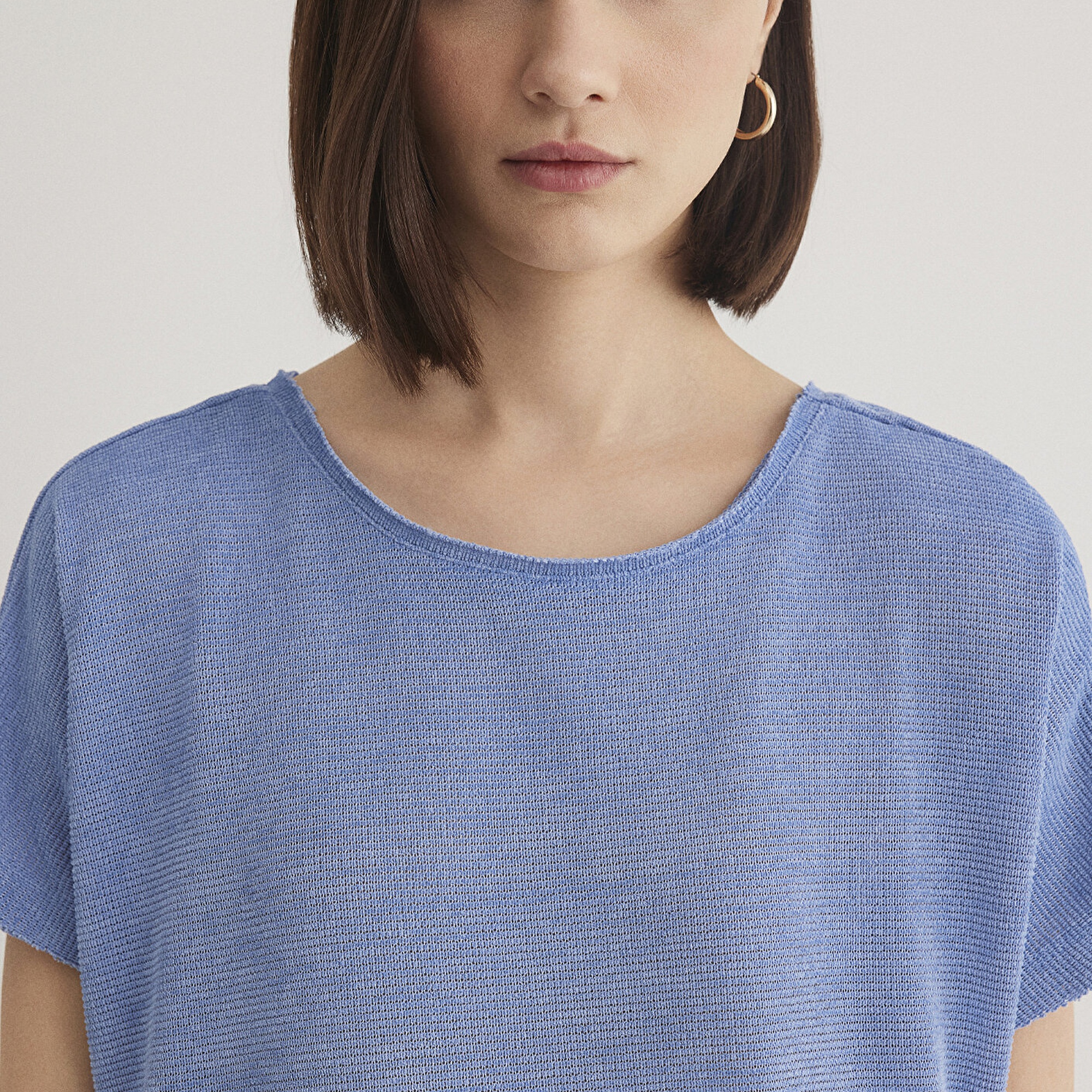 Mavi Dokulu Mavi Basic Tişört Loose Fit / Bol Rahat Kesim 167311-70853