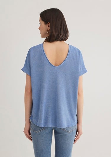  Mavi Dokulu Mavi Basic Tişört Loose Fit / Bol Rahat Kesim 167311-70853