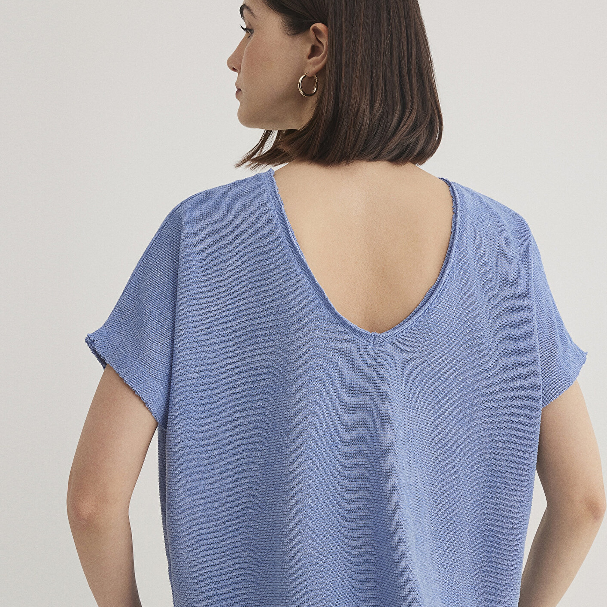 Mavi Dokulu Mavi Basic Tişört Loose Fit / Bol Rahat Kesim 167311-70853