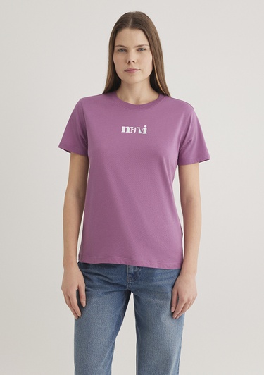  Mavi Mavi Baskılı Pembe Tişört Regular Fit / Normal Kesim 1612241-70987