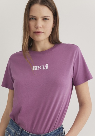  Mavi Mavi Baskılı Pembe Tişört Regular Fit / Normal Kesim 1612241-70987